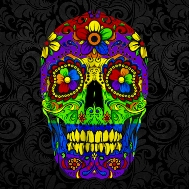 Rainbow colored skull Day of the Dead